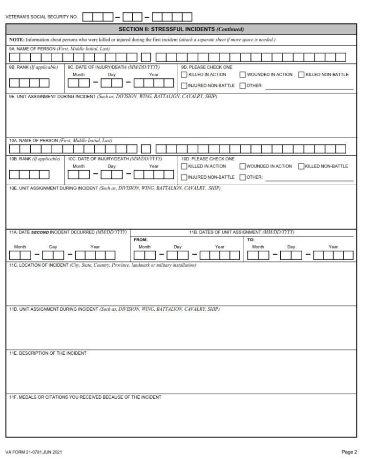 VA Form 21-0781 – Printable, Fillable in PDF | Origin Form Studio