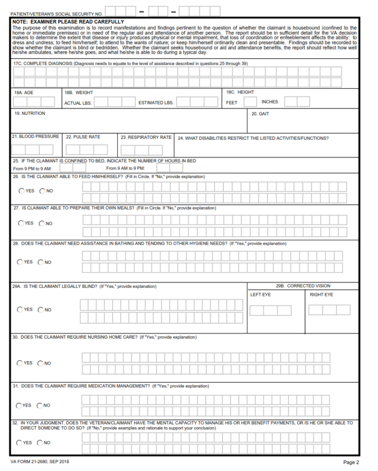 VA Form 21-2680 – Printable, Fillable in PDF | Origin Form Studio