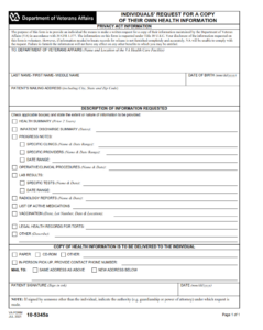 VA Form 10-5345A - Individuals' Request for a Copy of Their Own Health Information