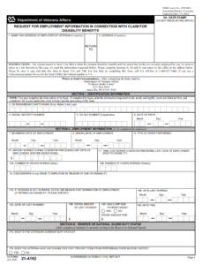 VA Form 21-4192 - Printable, Fillable in PDF Part 1